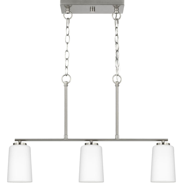 Progress Lighting Adley Collection Three-Light Linear Chandelier Brushed Nickel (P400348-009)