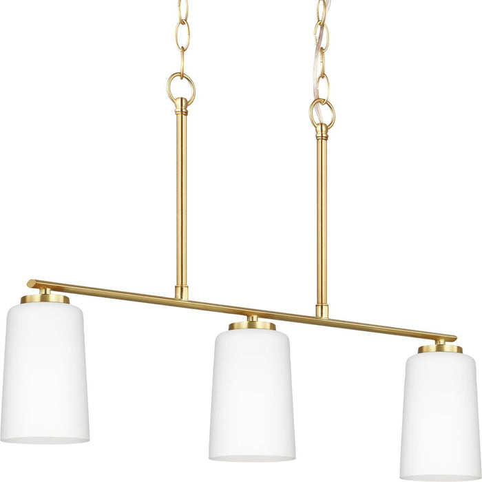 Progress Lighting Adley Collection Three-Light Linear Chandelier Satin Brass (P400348-012)