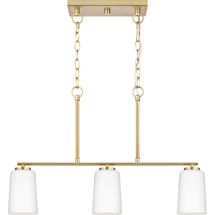 Progress Lighting Adley Collection Three-Light Linear Chandelier Satin Brass (P400348-012)