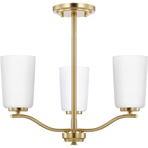 Progress Lighting Adley Collection Three-Light Chandelier Convertible Satin Brass (P400349-012)