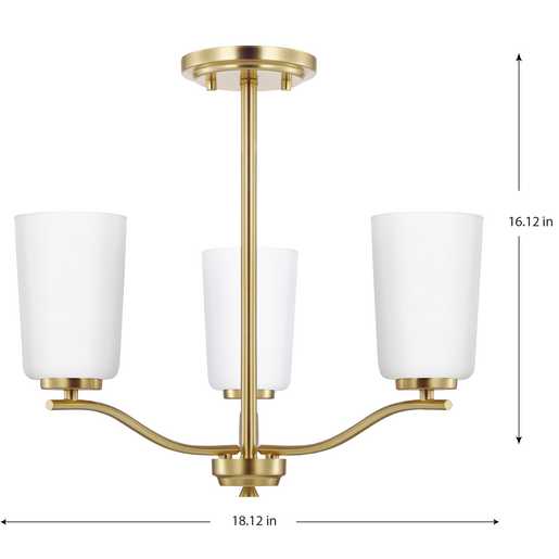 Progress Lighting Adley Collection Three-Light Chandelier Convertible Satin Brass (P400349-012)