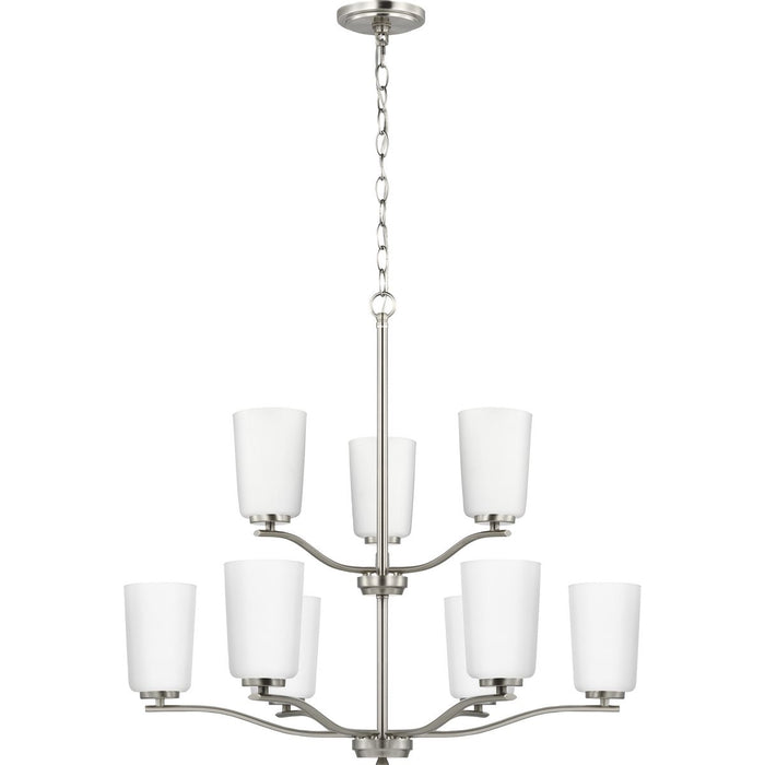 Progress Lighting Adley Collection Nine-Light Chandelier Brushed Nickel (P400351-009)