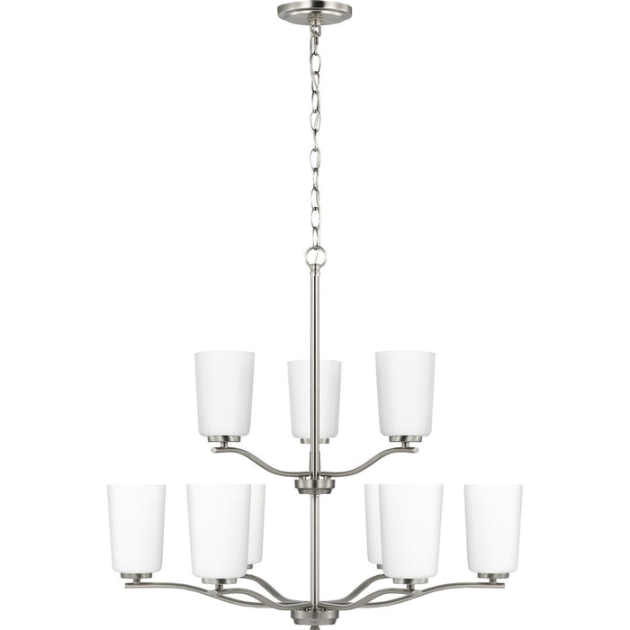 Progress Lighting Adley Collection Nine-Light Chandelier Brushed Nickel (P400351-009)