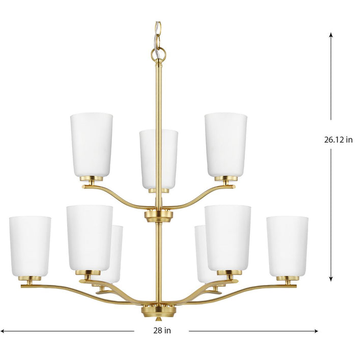 Progress Lighting Adley Collection Nine-Light Chandelier Satin Brass (P400351-012)