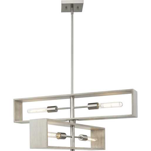Progress Lighting Boundary Collection Four-Light Chandelier Brushed Nickel (P400370-009)