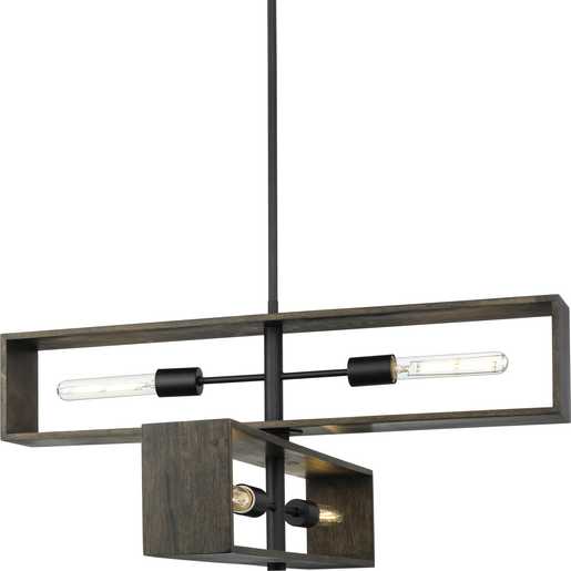 Progress Lighting Boundary Collection Four-Light Chandelier Matte Black (P400370-31M)