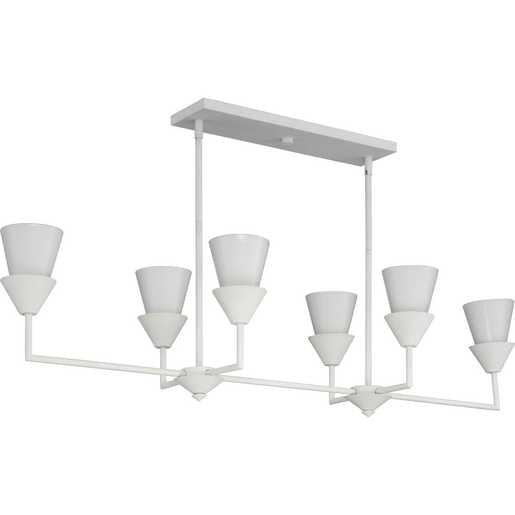 Progress Lighting Pinellas Collection Six-Light Linear Chandelier White Plaster (P400374-197)