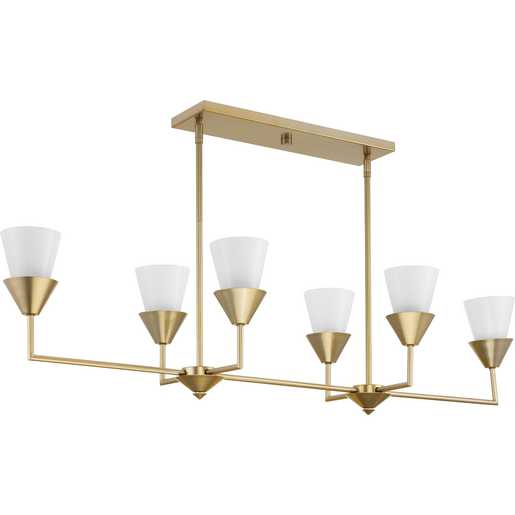 Progress Lighting Pinellas Collection Six-Light Linear Chandelier Soft Gold (P400374-205)