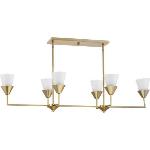 Progress Lighting Pinellas Collection Six-Light Linear Chandelier Soft Gold (P400374-205)