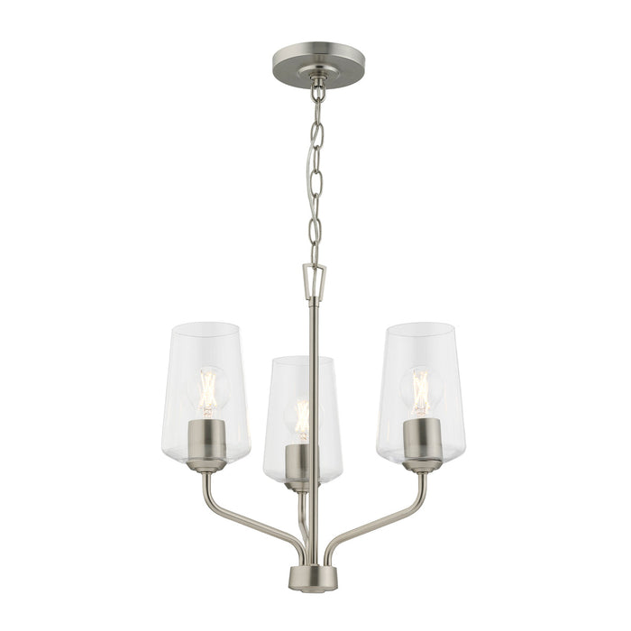 Progress Lighting 94400440009 Celino Collection 3-Light Chandelier Brushed Nickel With Clear Glass Shades (P400440-009)
