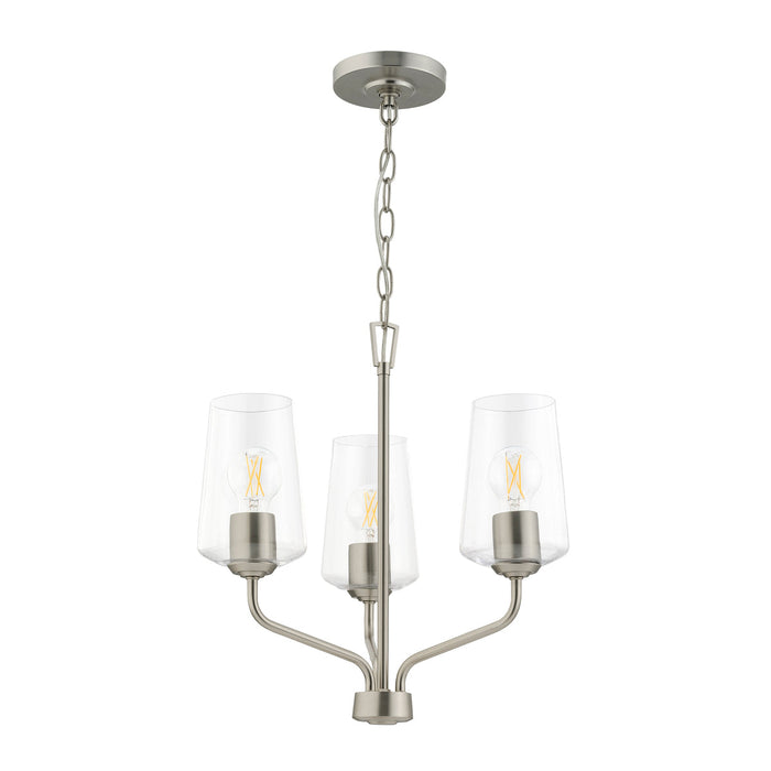 Progress Lighting 94400440009 Celino Collection 3-Light Chandelier Brushed Nickel With Clear Glass Shades (P400440-009)