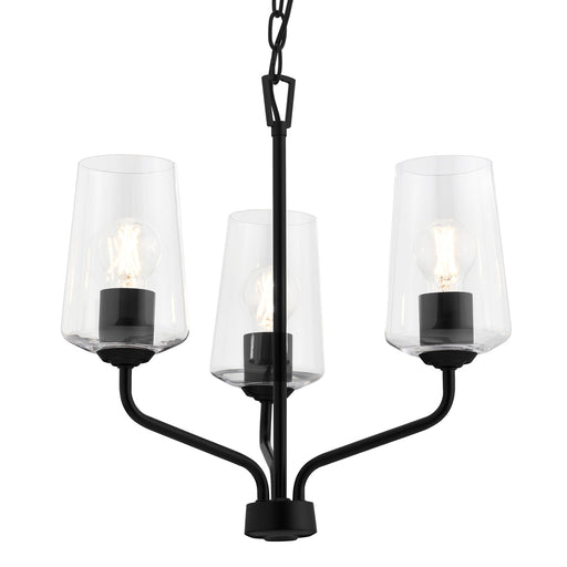 Progress Lighting 94400440031 Celino Collection 3-Light Chandelier Black With Clear Glass Shades (P400440-031)