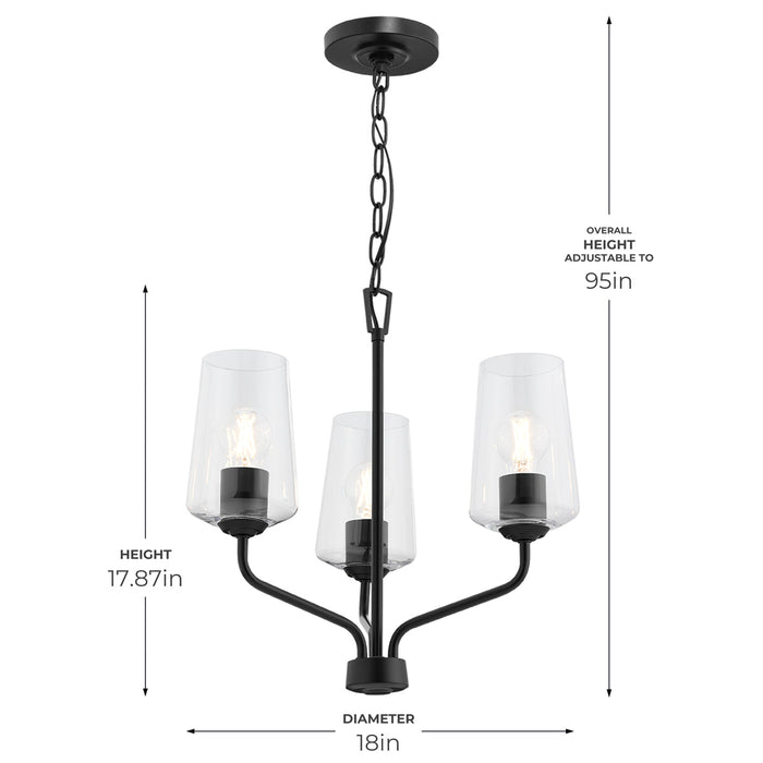 Progress Lighting 94400440031 Celino Collection 3-Light Chandelier Black With Clear Glass Shades (P400440-031)