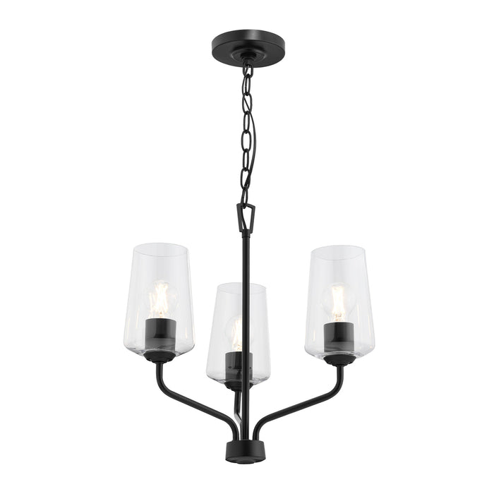 Progress Lighting 94400440031 Celino Collection 3-Light Chandelier Black With Clear Glass Shades (P400440-031)