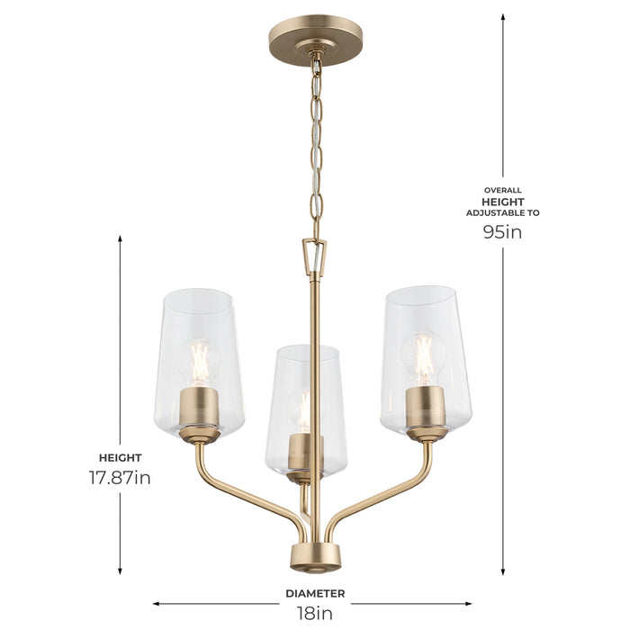 Progress Lighting 94400440177 Celino Collection 3-Light Chandelier Champagne Bronze With Clear Glass Shades (P400440-177)