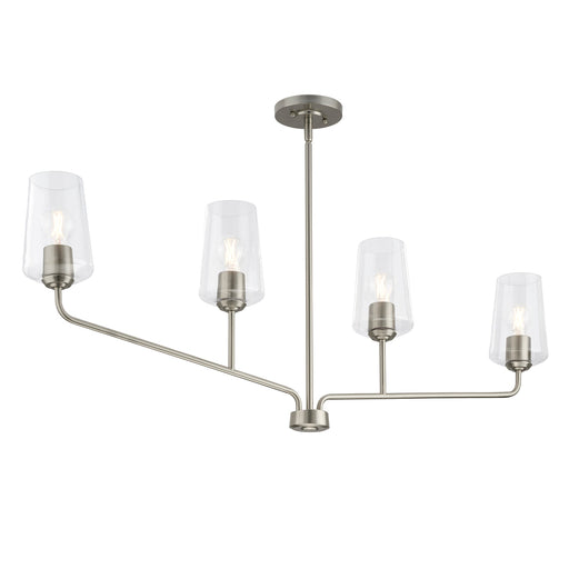 Progress Lighting 94400441009 Celino Collection 4-Light Linear Chandelier Brushed Nickel With Clear Glass Shades (P400441-009)