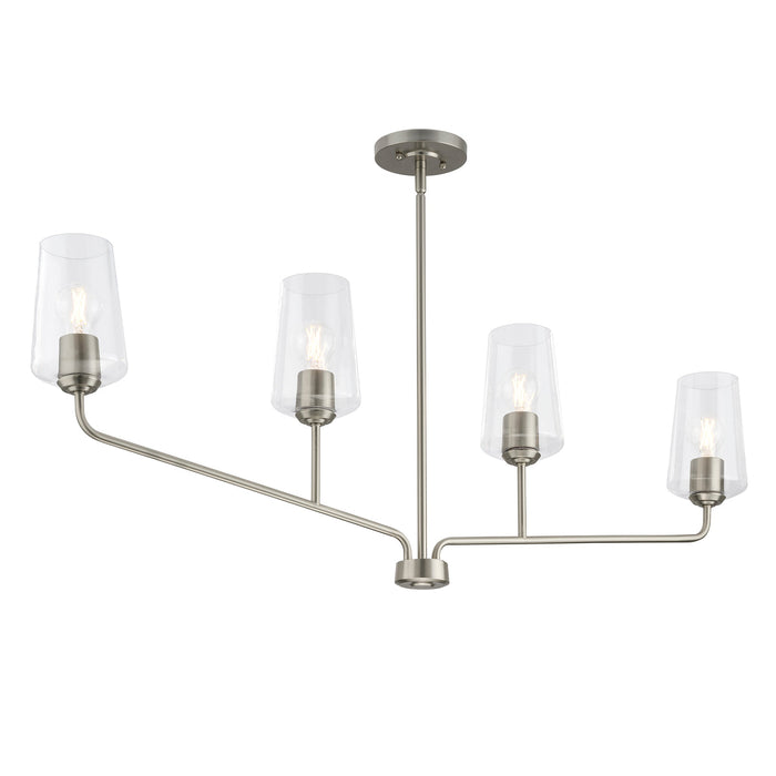 Progress Lighting 94400441009 Celino Collection 4-Light Linear Chandelier Brushed Nickel With Clear Glass Shades (P400441-009)