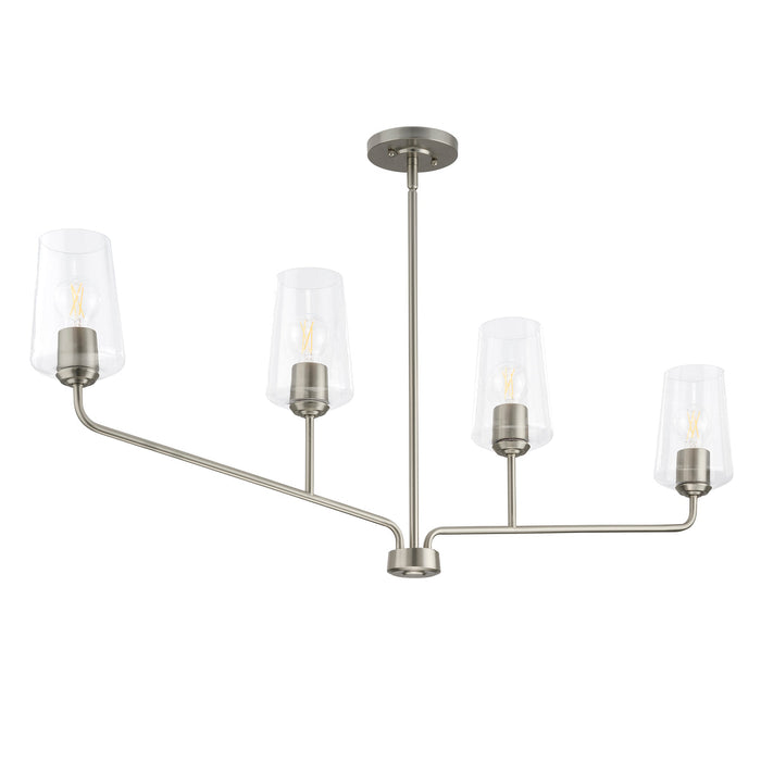 Progress Lighting 94400441009 Celino Collection 4-Light Linear Chandelier Brushed Nickel With Clear Glass Shades (P400441-009)