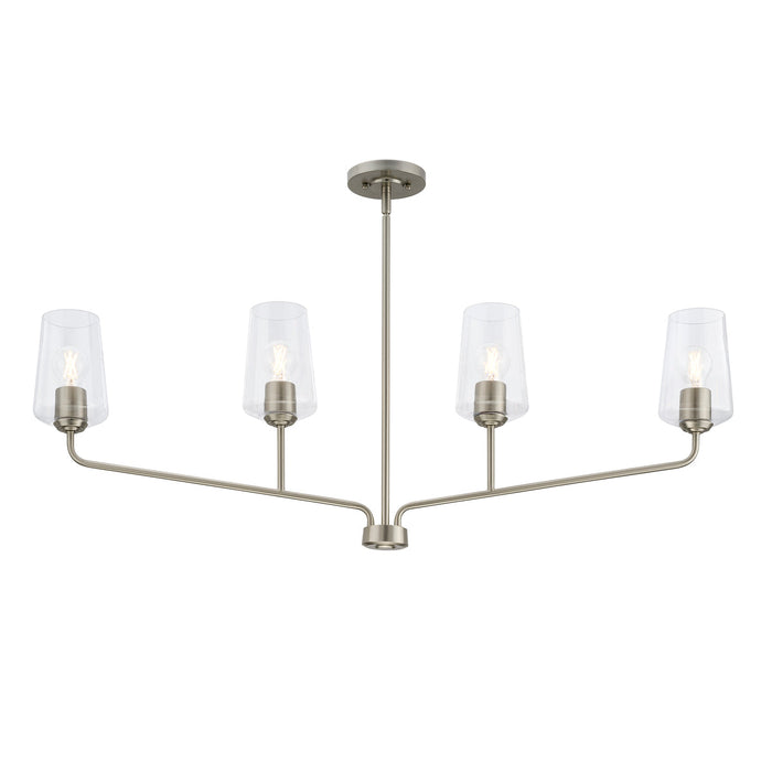 Progress Lighting 94400441009 Celino Collection 4-Light Linear Chandelier Brushed Nickel With Clear Glass Shades (P400441-009)