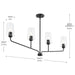 Progress Lighting 94400441031 Celino Collection 4-Light Linear Chandelier Black With Clear Glass Shades (P400441-031)