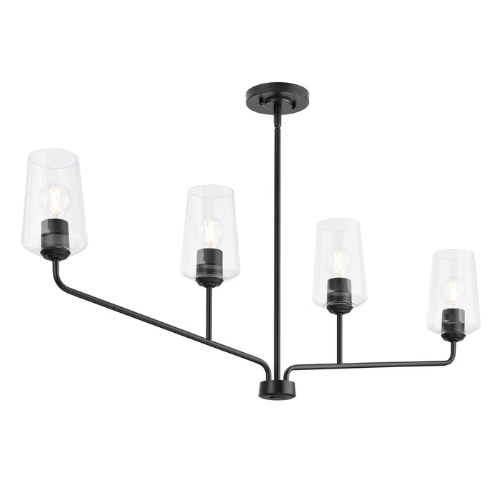 Progress Lighting 94400441031 Celino Collection 4-Light Linear Chandelier Black With Clear Glass Shades (P400441-031)