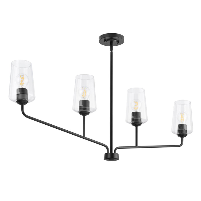 Progress Lighting 94400441031 Celino Collection 4-Light Linear Chandelier Black With Clear Glass Shades (P400441-031)