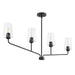 Progress Lighting 94400441031 Celino Collection 4-Light Linear Chandelier Black With Clear Glass Shades (P400441-031)