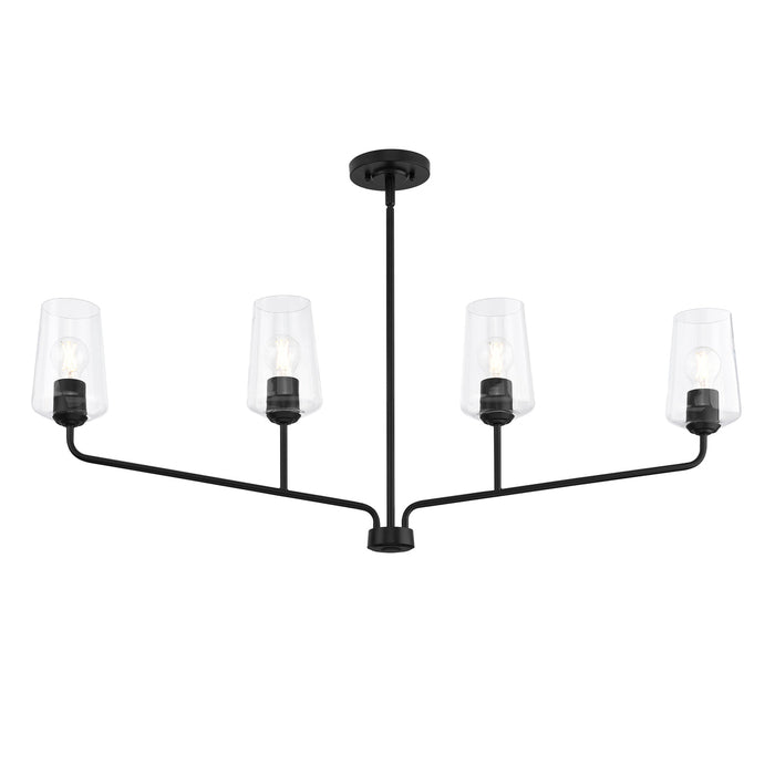Progress Lighting 94400441031 Celino Collection 4-Light Linear Chandelier Black With Clear Glass Shades (P400441-031)