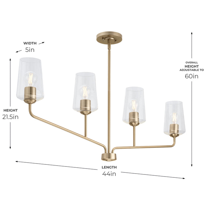 Progress Lighting 94400441177 Celino Collection 4-Light Linear Chandelier Champagne Bronze With Clear Glass Shades (P400441-177)