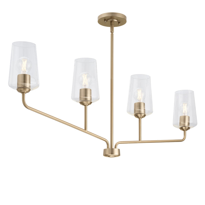 Progress Lighting 94400441177 Celino Collection 4-Light Linear Chandelier Champagne Bronze With Clear Glass Shades (P400441-177)