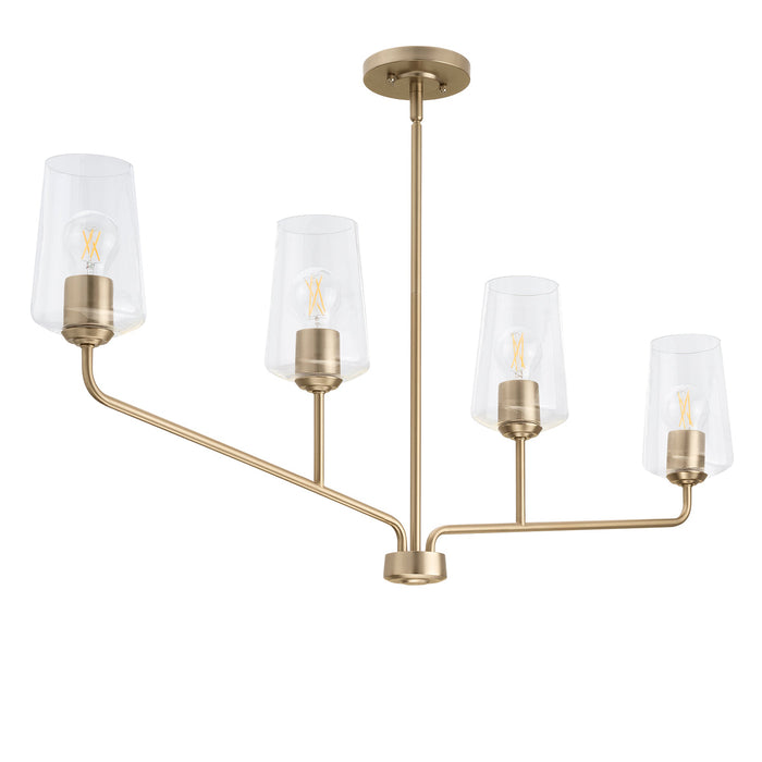 Progress Lighting 94400441177 Celino Collection 4-Light Linear Chandelier Champagne Bronze With Clear Glass Shades (P400441-177)