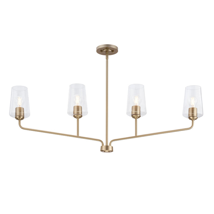 Progress Lighting 94400441177 Celino Collection 4-Light Linear Chandelier Champagne Bronze With Clear Glass Shades (P400441-177)