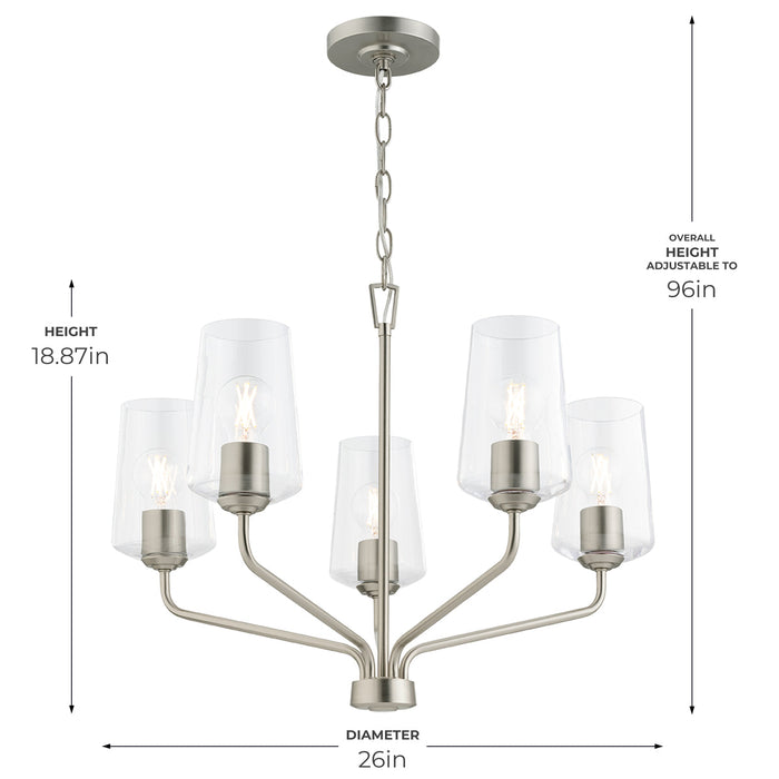 Progress Lighting 94400442009 Celino Collection 5-Light Chandelier Brushed Nickel With Clear Glass Shades (P400442-009)