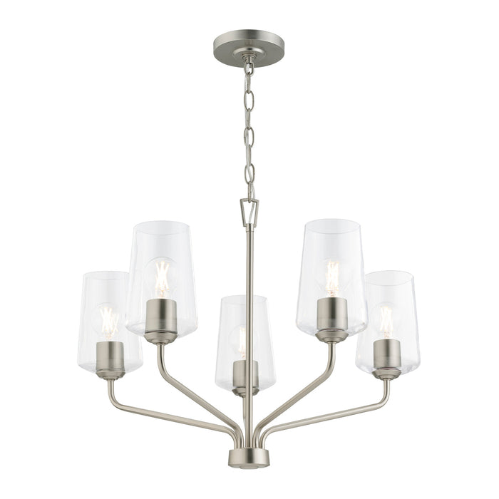 Progress Lighting 94400442009 Celino Collection 5-Light Chandelier Brushed Nickel With Clear Glass Shades (P400442-009)