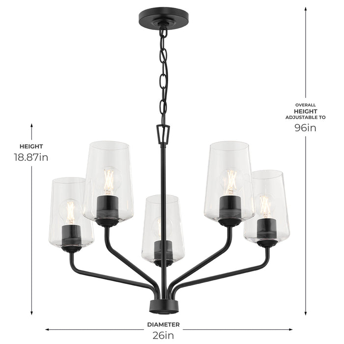 Progress Lighting 94400442031 Celino Collection 5-Light Chandelier Black With Clear Glass Shades (P400442-031)
