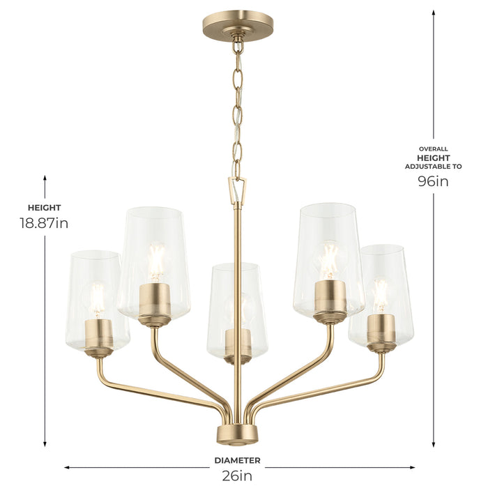 Progress Lighting 94400442177 Celino Collection 5-Light Chandelier Champagne Bronze With Clear Glass Shades (P400442-177)