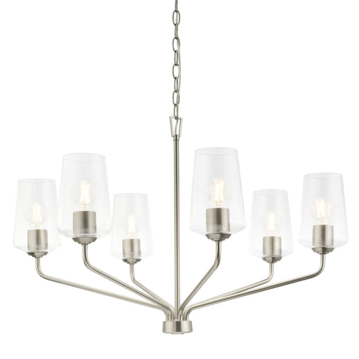 Progress Lighting 94400443009 Celino Collection 6-Light Chandelier Brushed Nickel With Clear Glass Shades (P400443-009)