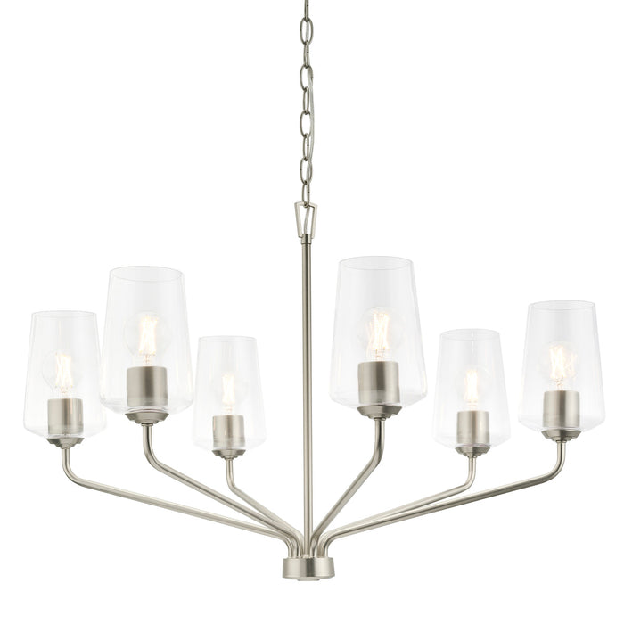 Progress Lighting 94400443009 Celino Collection 6-Light Chandelier Brushed Nickel With Clear Glass Shades (P400443-009)