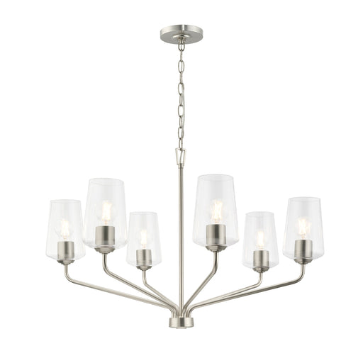 Progress Lighting 94400443009 Celino Collection 6-Light Chandelier Brushed Nickel With Clear Glass Shades (P400443-009)