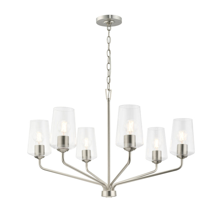 Progress Lighting 94400443009 Celino Collection 6-Light Chandelier Brushed Nickel With Clear Glass Shades (P400443-009)