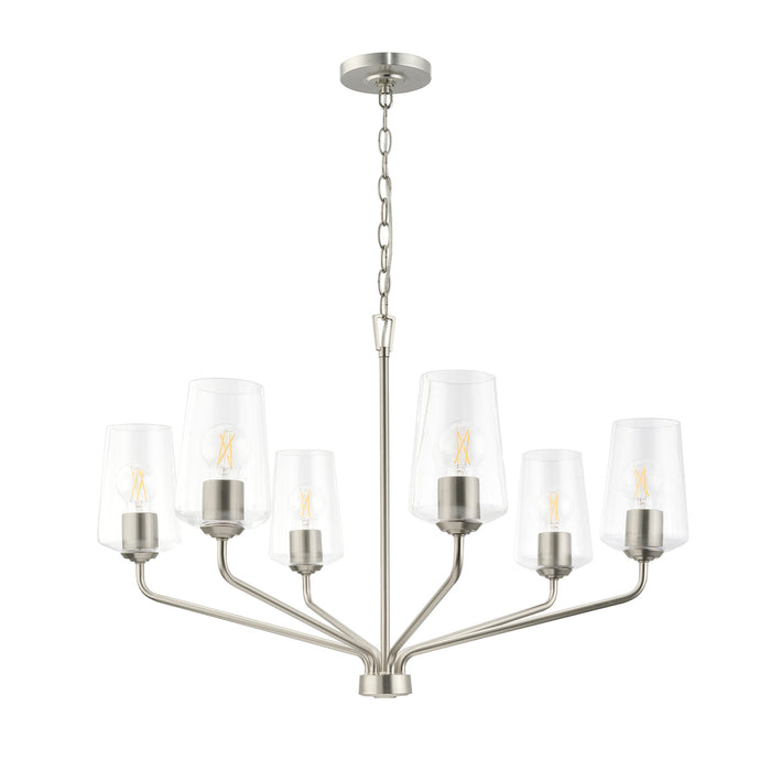 Progress Lighting 94400443009 Celino Collection 6-Light Chandelier Brushed Nickel With Clear Glass Shades (P400443-009)