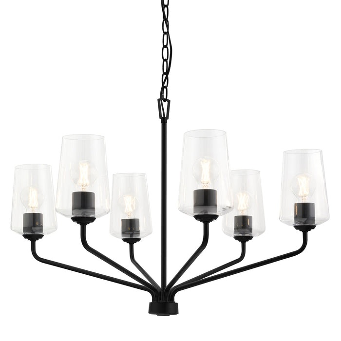 Progress Lighting 94400443031 Celino Collection 6-Light Chandelier Black With Clear Glass Shades (P400443-031)