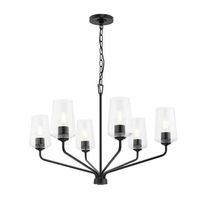 Progress Lighting 94400443031 Celino Collection 6-Light Chandelier Black With Clear Glass Shades (P400443-031)