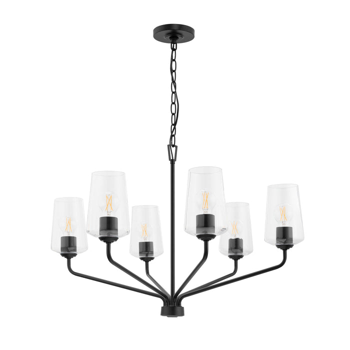 Progress Lighting 94400443031 Celino Collection 6-Light Chandelier Black With Clear Glass Shades (P400443-031)