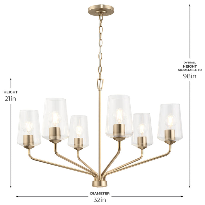 Progress Lighting 94400443177 Celino Collection 6-Light Chandelier Champagne Bronze With Clear Glass Shades (P400443-177)