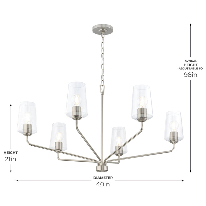 Progress Lighting 94400444009 Celino Collection 6-Light Large Chandelier Brushed Nickel With Clear Glass Shades (P400444-009)