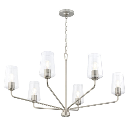 Progress Lighting 94400444009 Celino Collection 6-Light Large Chandelier Brushed Nickel With Clear Glass Shades (P400444-009)