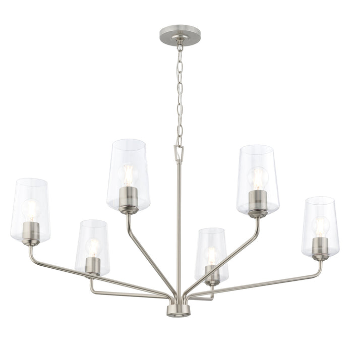 Progress Lighting 94400444009 Celino Collection 6-Light Large Chandelier Brushed Nickel With Clear Glass Shades (P400444-009)