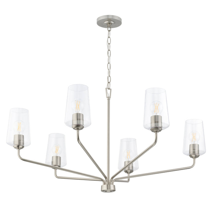 Progress Lighting 94400444009 Celino Collection 6-Light Large Chandelier Brushed Nickel With Clear Glass Shades (P400444-009)