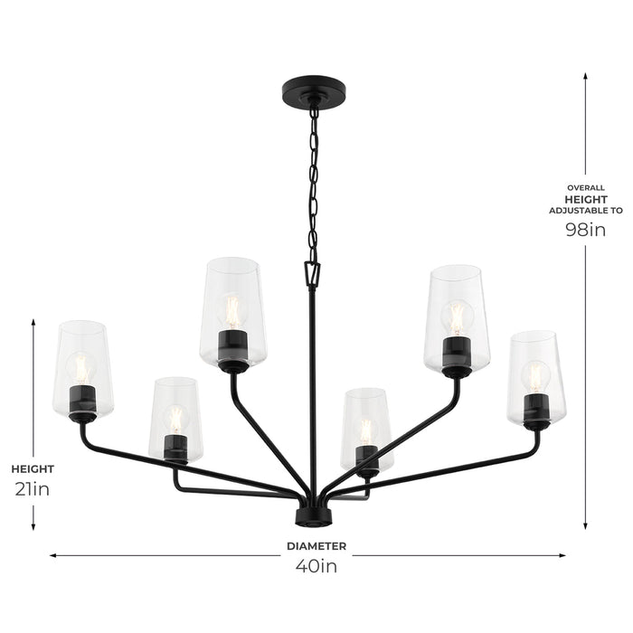 Progress Lighting 94400444031 Celino Collection 6-Light Large Chandelier Black With Clear Glass Shades (P400444-031)